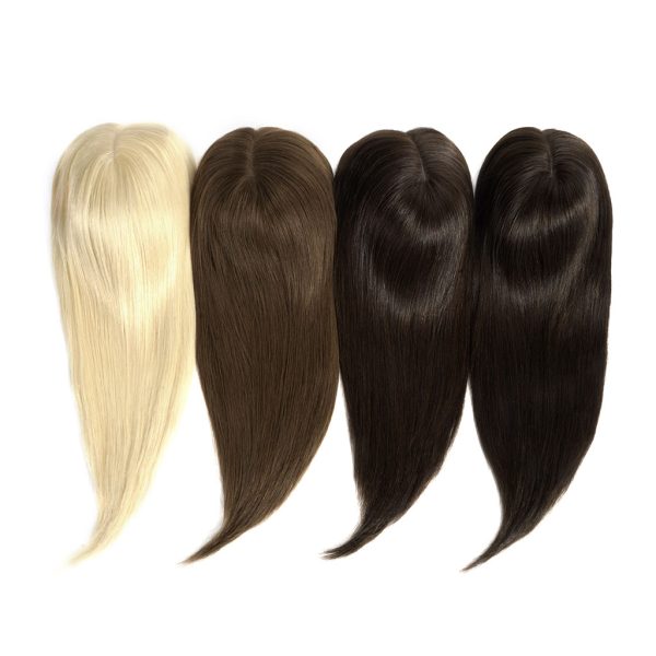 Four MT5x6.5 Women's remy hair toppers in popular hair colors.